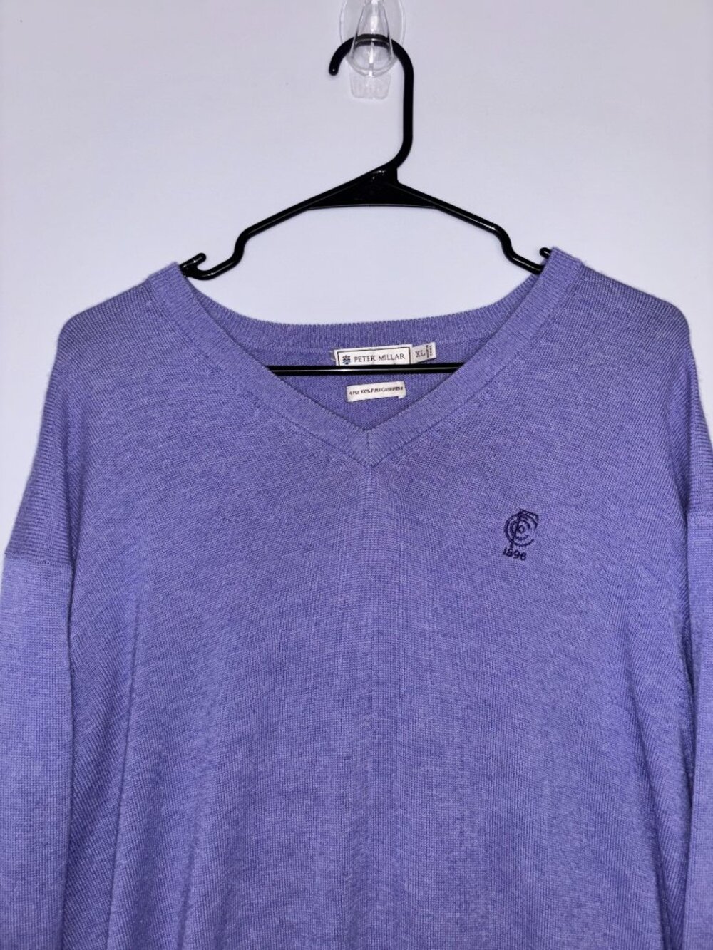 Peter Millar Collection 100% Cashmere V-Neck Sweater Lavender Purple